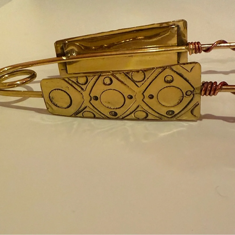 Artisan Bohemian Style Brass Copper Handle Metal Tongs